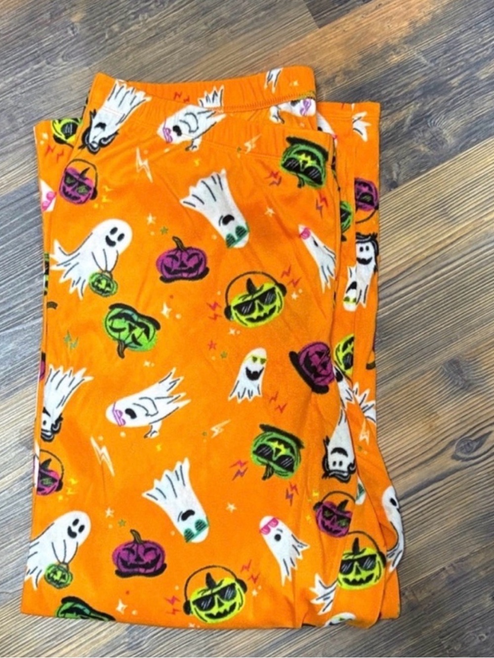 10/10 mens Orange Halloween Ghost & Jack-O'-Lantern Pants